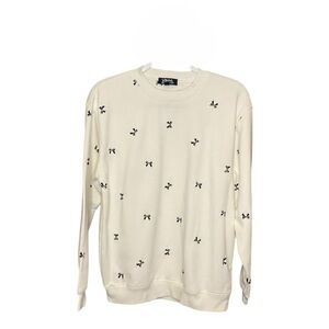 VINYL Beige Black Bow Sweatshirt Size S